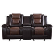 Briscoe Double Glider Reclining Love Seat With Center Console In Dark Brown 9470Br-2 | Homelegance