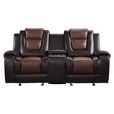 Homelegance - Briscoe Double Glider Reclining Love Seat With Center Console In Dark Brown - 9470Br-2