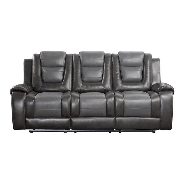 Homelegance - Briscoe Double Reclining Sofa With Drop-Down Cup Holders In Dark Gray - 9470Gy-3