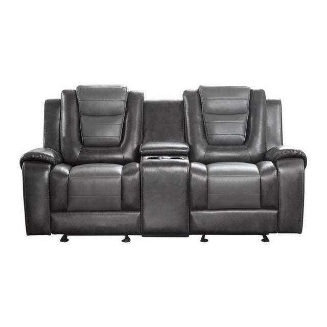 Briscoe Double Glider Reclining Love Seat With Center Console In Dark Gray 9470Gy - 2 | Homelegance | Home Elegance USA