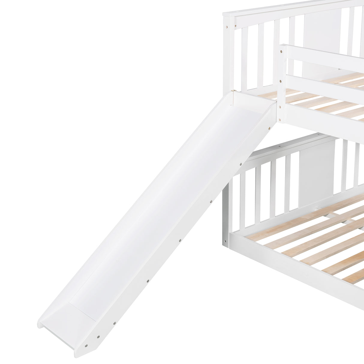 Full Over Full Bunk Bed with Ladder with Slide, White (Old SKU :LP000208AAK) - Home Elegance USA