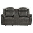 Centeroak Double Reclining Love Seat With Center Console In Gray 9479Brg-2 | Homelegance
