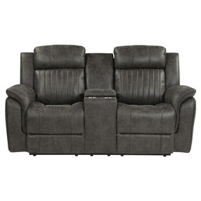 Centeroak Double Reclining Love Seat With Center Console In Gray 9479Brg-2 | Homelegance