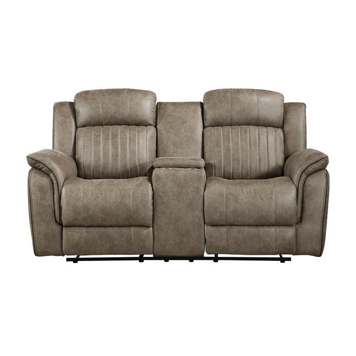 Homelegance - Centeroak Double Reclining Love Seat With Center Console In Sandy Brown - 9479Sdb-2