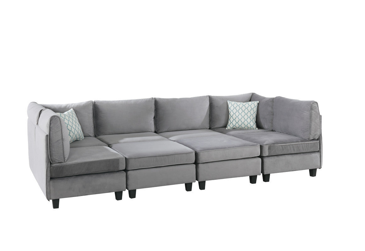 Zelmira Gray Velvet 8Pc Modular Sectional Sofa - Home Elegance USA