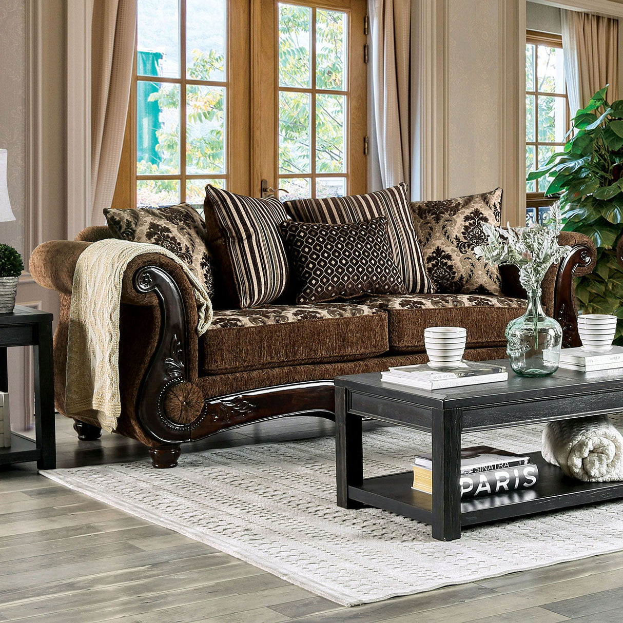 Tilde - Sofa & Loveseat - Brown / Dark Walnut - Home Elegance USA