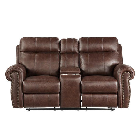 Homelegance - Granville Double Reclining Love Seat With Center Console In Brown - 9488Br-2