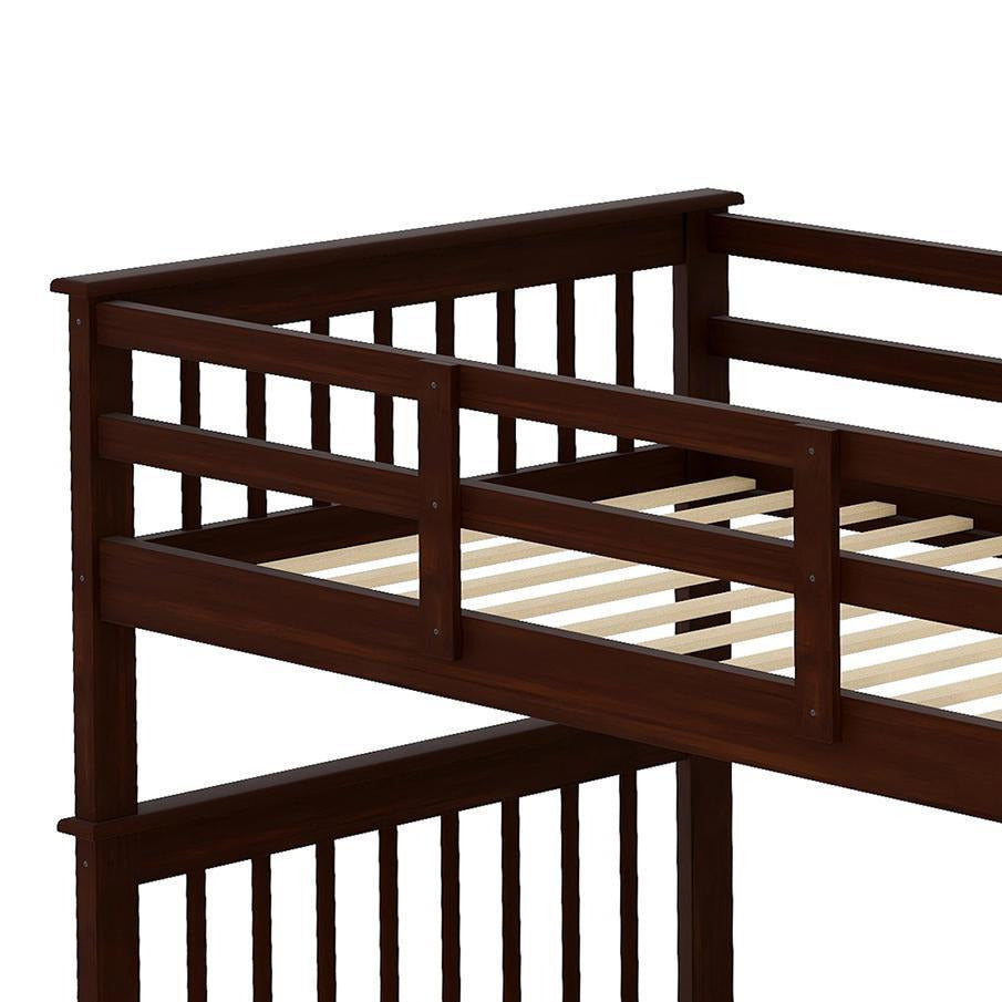 Stairway Twin-Over-Twin Bunk Bed with Storage and Guard Rail for Bedroom, Dorm, Espresso color(OLD SKU :LP000109AAP) - Home Elegance USA