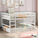 Full Over Full Bunk Bed with Ladder, White（OLD SKU:WF282788AAK） - Home Elegance USA