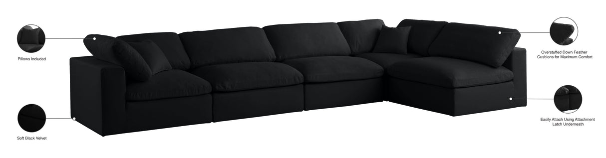 Plush - Cloud Modular Sectional 5 Piece - Black - Home Elegance USA