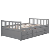 Full size Daybed with Twin size Trundle and Drawers, Full Size, Gray