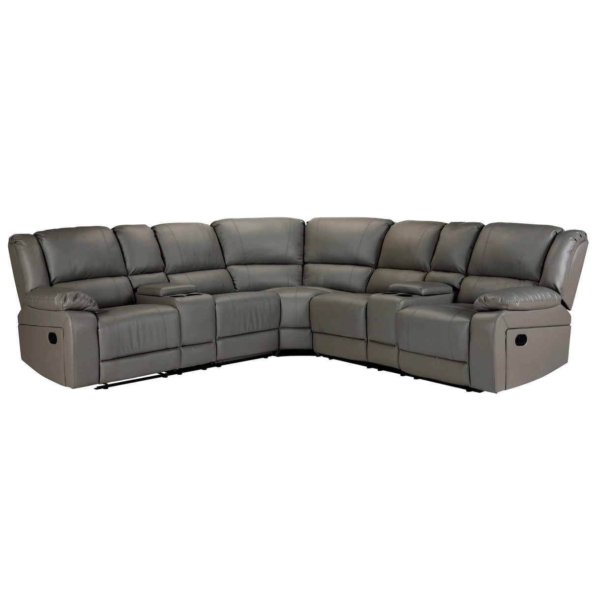 Sectional Manual Reclining Sofa GREY PU（W223S00029、W223S00070。Size difference, See Details in page.） - Home Elegance USA