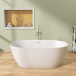 55" Acrylic Free Standing Tub - Classic Oval Shape Soaking Tub, Adjustable Freestanding Bathtub with Integrated Slotted Overflow and Chrome Pop-up Drain Anti-clogging Gloss White