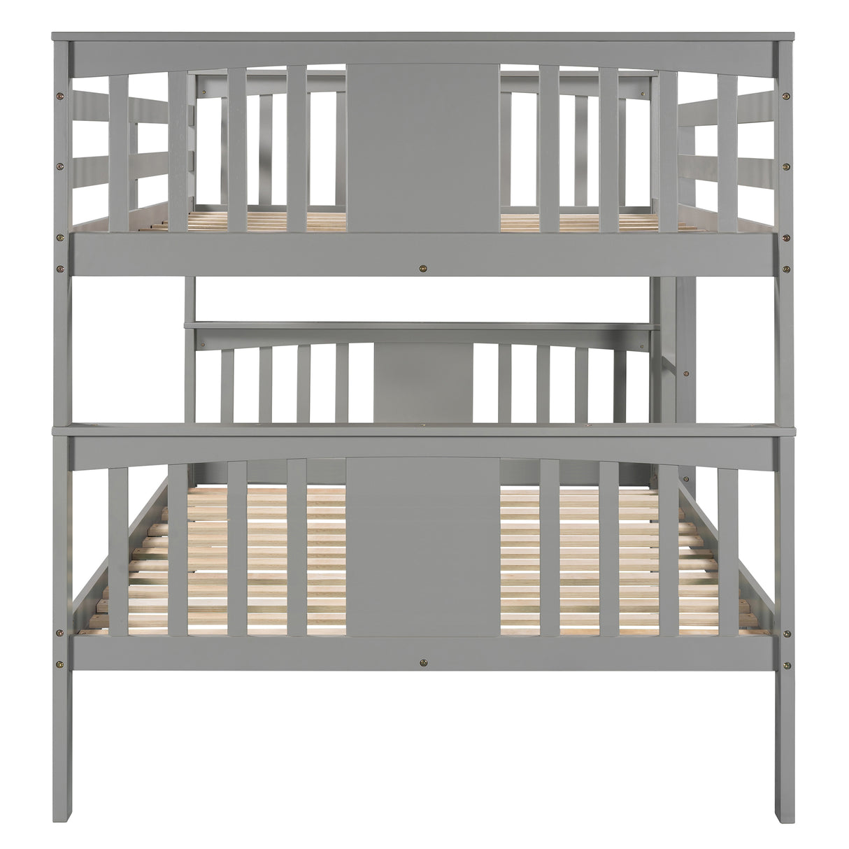 Full over Full Bunk Bed with Ladder for Bedroom, Guest Room Furniture-Gray(OLD SKU :LP000203AAE) - Home Elegance USA