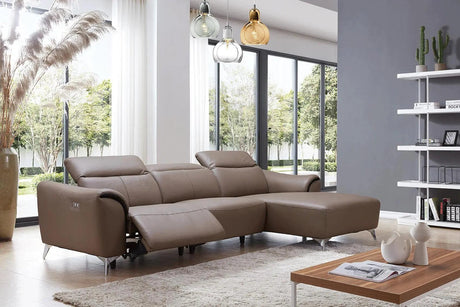 950 Premium Leather Sectional In Brown Color | ESF