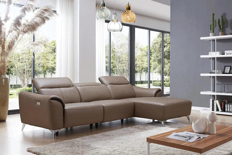 950 Premium Leather Sectional In Brown Color | ESF