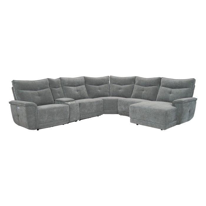 Homelegance - Tesoro 6-Piece Modular Power Reclining Sectional With Power Headrest And Right Chaise In Dark Gray - 9509Dg*6Lrpwh5R