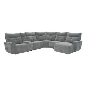 Tesoro 6-Piece Modular Power Reclining Sectional With Power Headrest And Right Chaise In Dark Gray 9509Dg*6Lrpwh5R | Homelegance