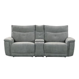 Homelegance - Tesoro Power Double Reclining Love Seat With Center Console And Power Headrests In Dark Gray - 9509Dg-2Cnpwh*