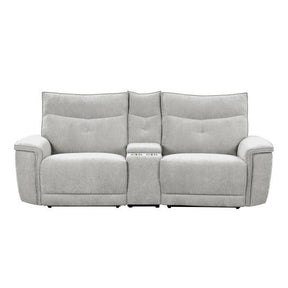 Tesoro Power Double Reclining Love Seat With Center Console And Power Headrests In Gray 9509Mgy-2Cnpwh* | Homelegance