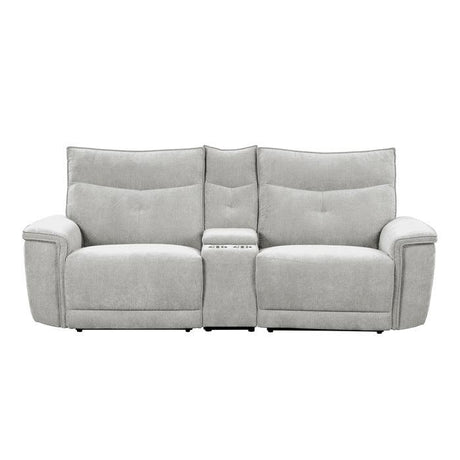 Homelegance - Tesoro Power Double Reclining Love Seat With Center Console And Power Headrests In Gray - 9509Mgy-2Cnpwh*