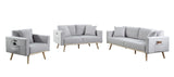 Easton Light Gray Linen Fabric Sofa Loveseat Chair Living Room Set with USB Charging Ports Pockets & Pillows Home Elegance USA