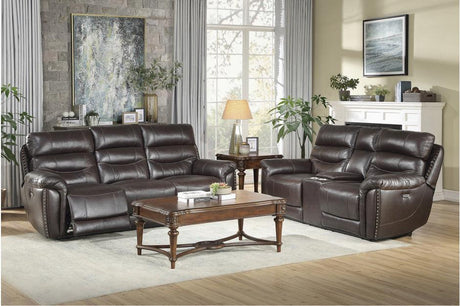 Homelegance - Lance 2 Piece Double Reclining Sofa Set In Brown - 9527Brw-3-2