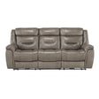 Kennett Power Double Reclining Sofa With Power Headrests And Usb Ports In Brownish Gray 9528Brg-3Pwh | Homelegance