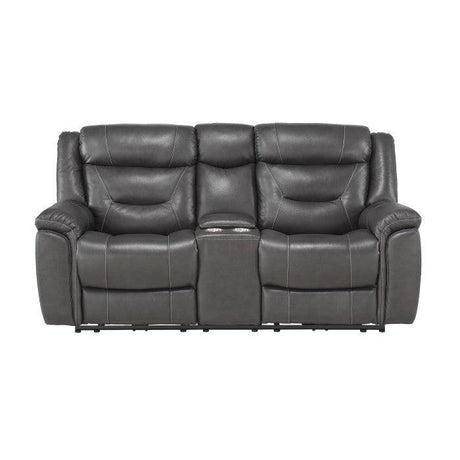 Homelegance - Kennett Power Double Reclining Love Seat With Center Console, Power Headrests And Usb Ports In Dark Gray - 9528Dgy-2Pwh