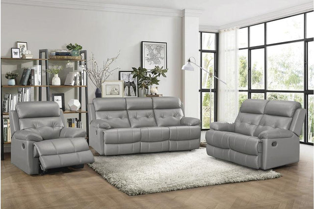 Homelegance - Lambent 3 Piece Double Reclining Sofa Set In Gray - 9529Gry-3-2-1