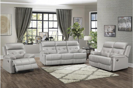 Homelegance - Lambent 3 Piece Double Reclining Sofa Set In Silver Gray - 9529Sve-3-2-1