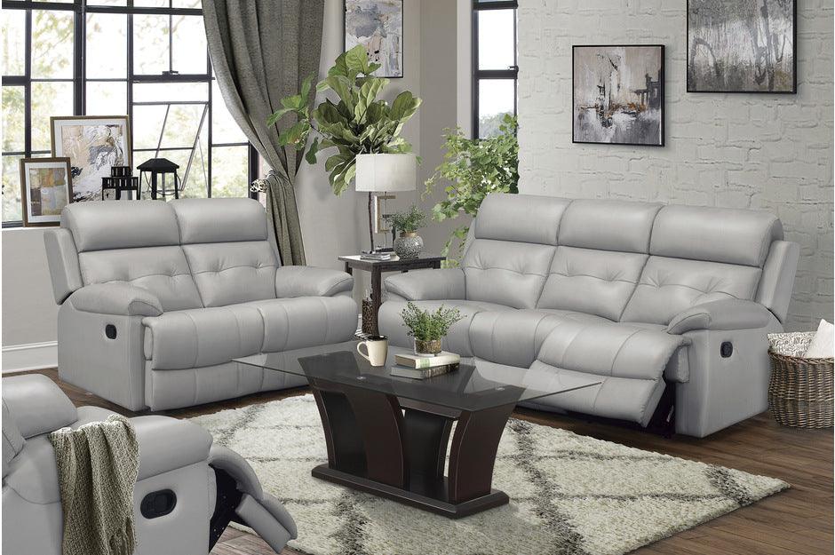 Homelegance - Lambent 2 Piece Double Reclining Sofa Set In Silver Gray - 9529Sve-3-2