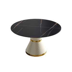 53.15"Modern artificial stone round white carbon steel base dining table - can accommodate 6 people - W1535S00216 - image - 8