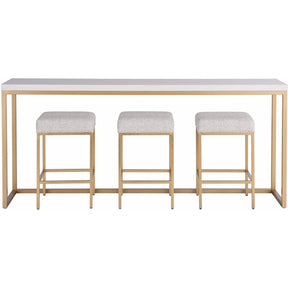 Love Joy Bliss Console Table Alabaster & Soft Gold with Stools | Universal