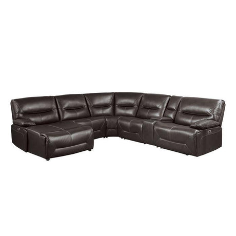 Homelegance - Dyersburg 6-Piece Power Reclining Sectional With Left Chaise In Brown - 9579Brw*6Lcrrpw