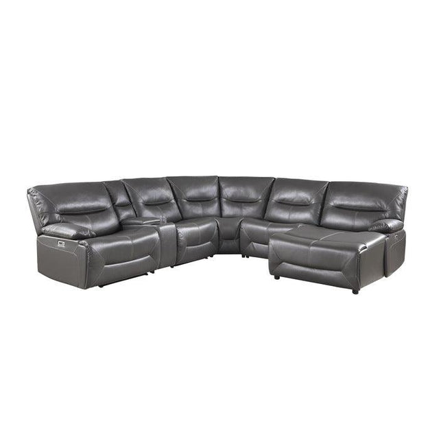 Homelegance - Dyersburg 6-Piece Power Reclining Sectional With Right Chaise In Gray - 9579Gry*6Lrrcpw