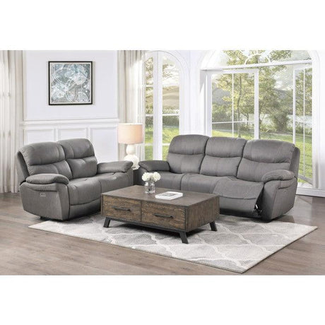 Homelegance - Longvale 2 Piece Power Double Reclining Sofa Set In Gray - 9580Gy*2Pwh