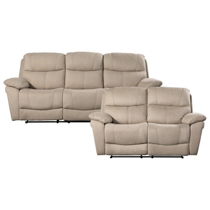 Homelegance - Longvale 2 Piece Double Reclining Sofa Set In Tan - 9580Tn*2