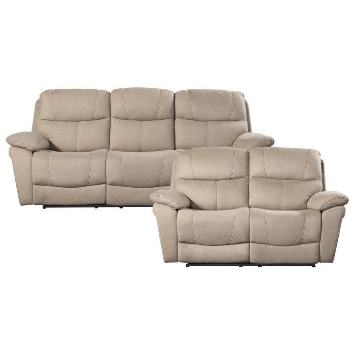 Homelegance - Longvale 2 Piece Power Double Reclining Sofa Set In Tan - 9580Tn*2Pwh