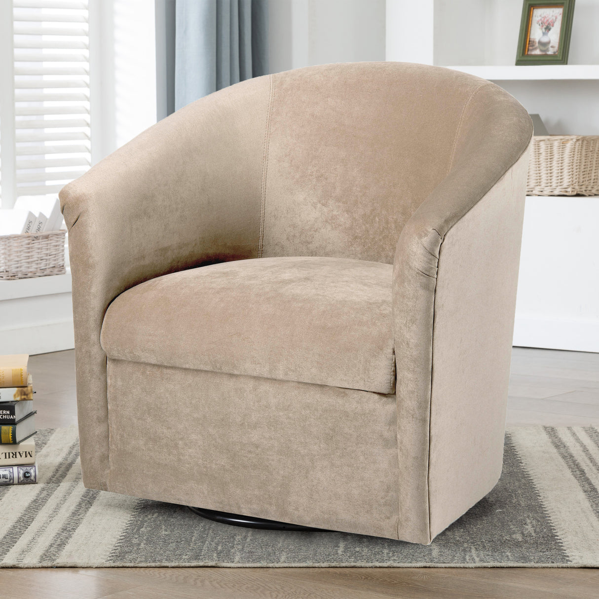 Eden Sand Swivel Chair - Home Elegance USA