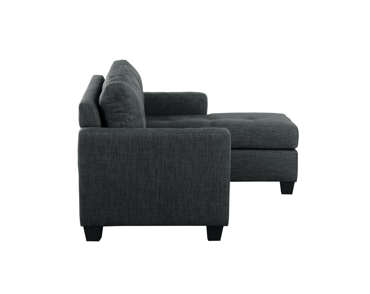 Unique Style Dark Gray Color 1pc Reversible Sofa Chaise Lenin-Like Fabric Upholstered Track Arms Tufted Sectional Sofa - Home Elegance USA