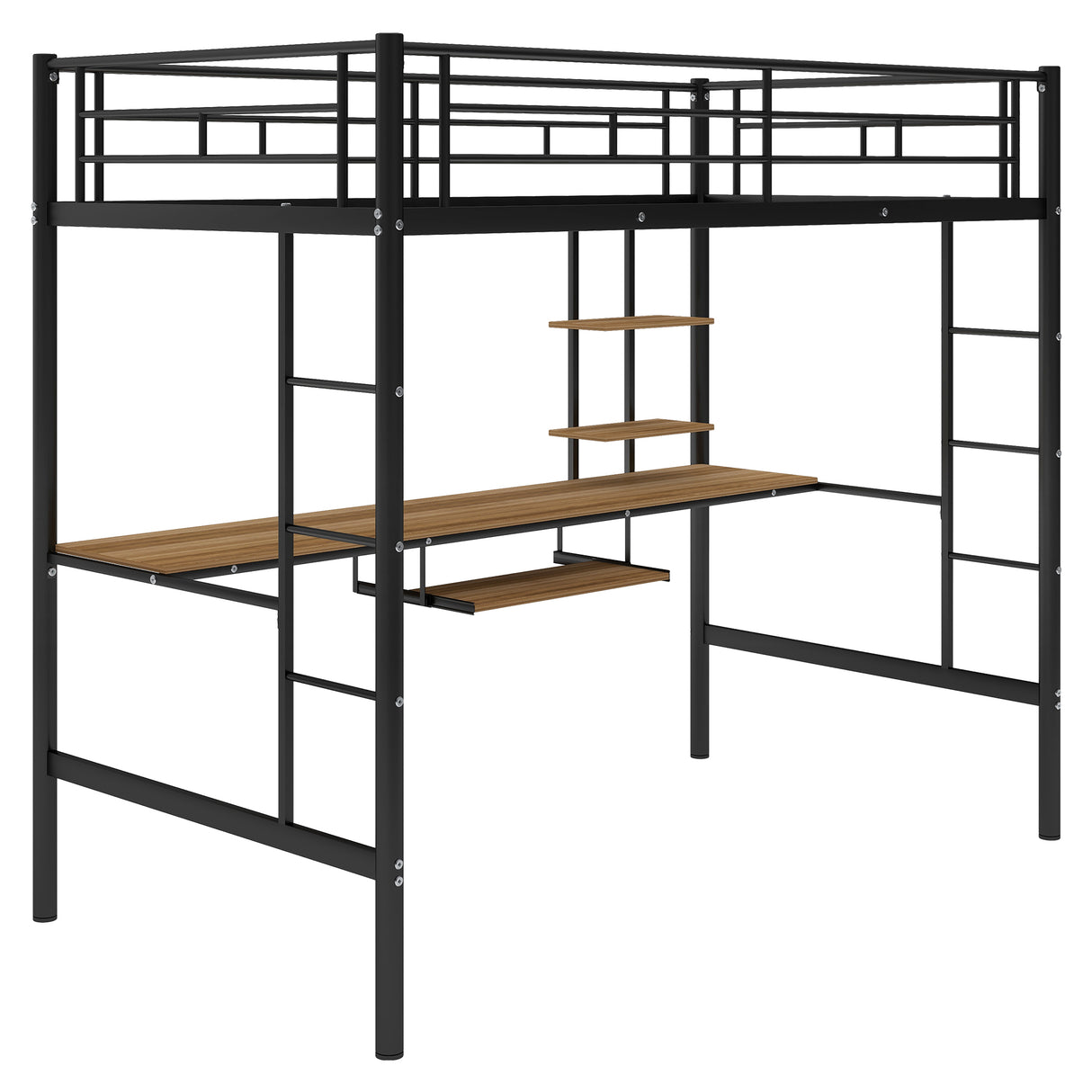 Loft Bed with Desk and Shelf , Space Saving Design,Twin（OLD SKU:MF193081AAB） - Home Elegance USA