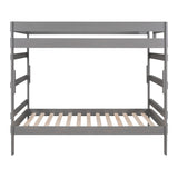 Full over Full Wood Bunk Bed with 2 Drawers, Gray - Home Elegance USA