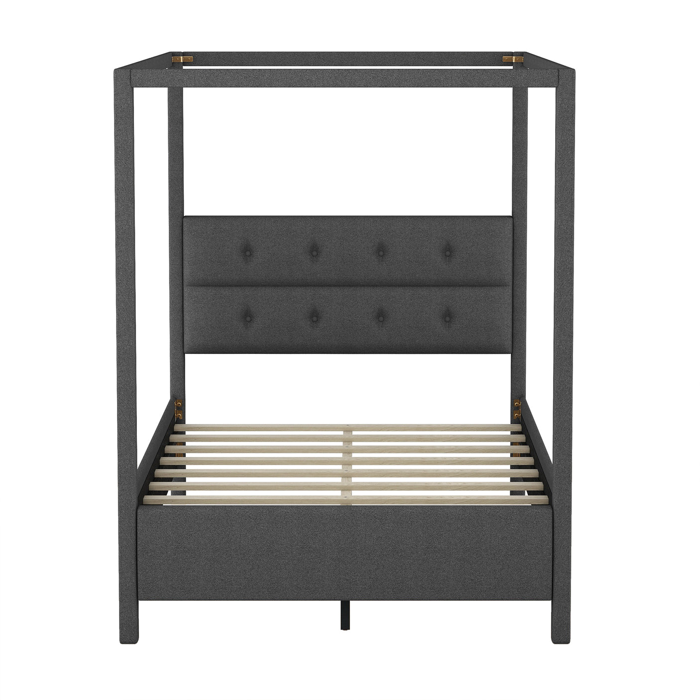 Full Size Upholstery Canopy Platform Bed with Headboard,Gray - Home Elegance USA