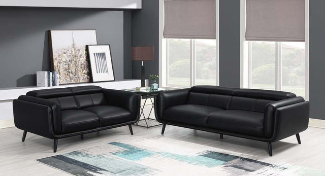 Shania - 2 Piece Living Room Set (Sofa And Loveseat) - Black - Home Elegance USA