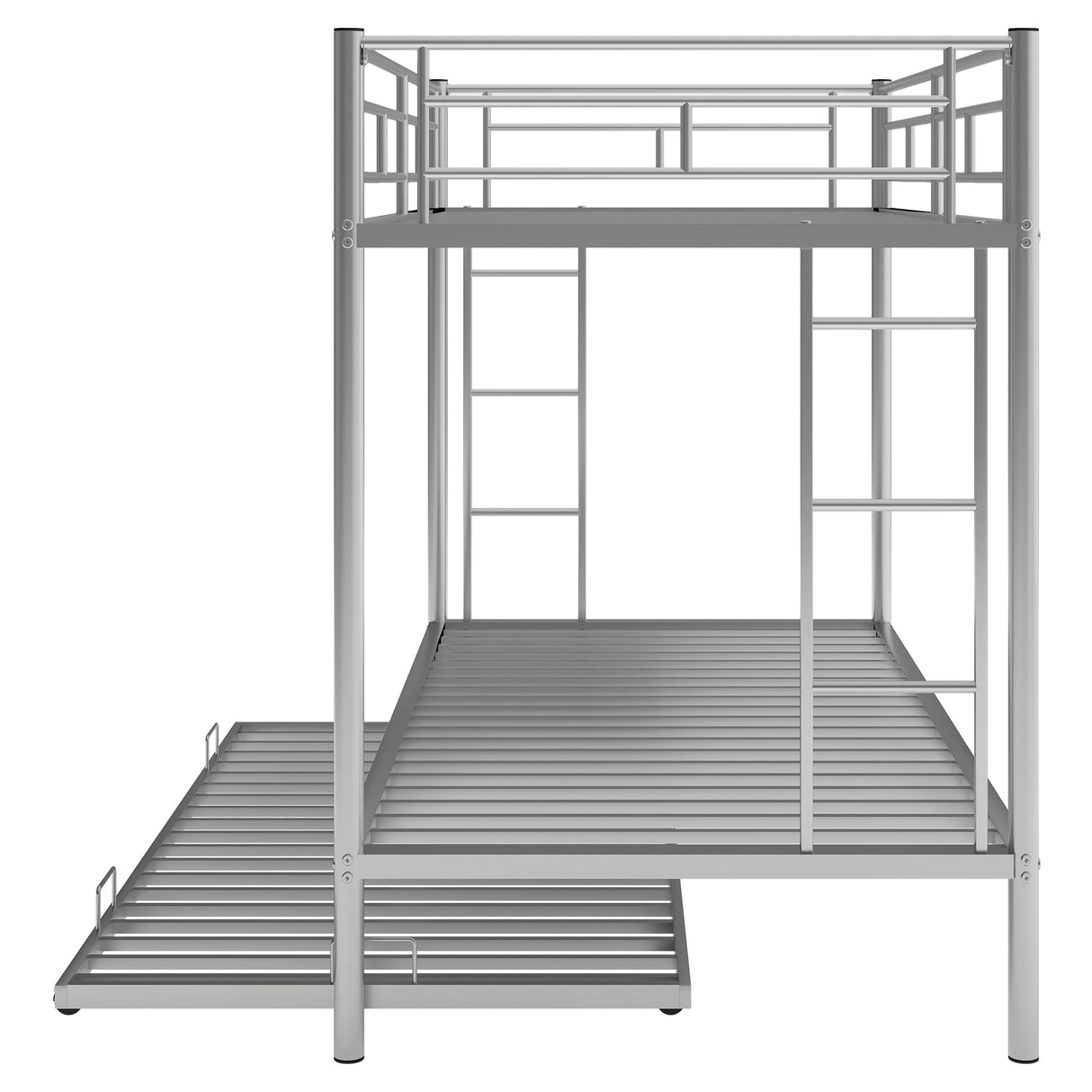 Twin over Twin Bunk Bed with Trundle, Silver - Home Elegance USA