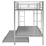 Twin over Twin Bunk Bed with Trundle, Silver - Home Elegance USA