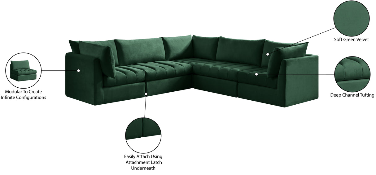 Jacob - Modular Sectional 5 Piece - Green - Fabric - Home Elegance USA