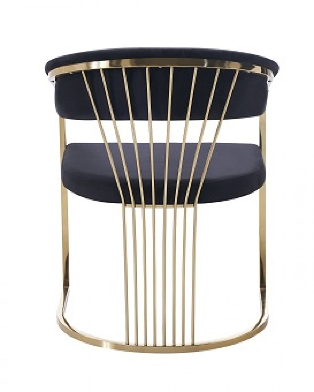 Modrest Linda Modern Black Velvet and Gold Dining Chair - Home Elegance USA