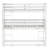 Twin over Twin over Twin Triple Bunk Bed,White - Home Elegance USA